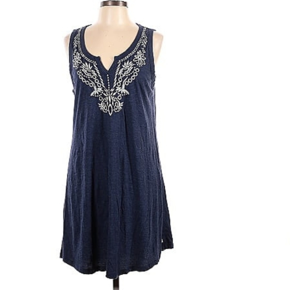 V Neck Dress with Embroidered Details